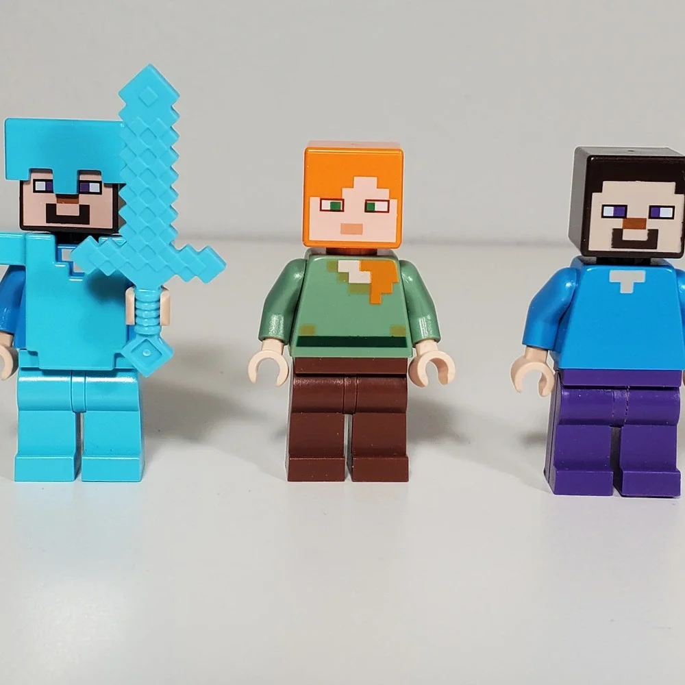 Lego Minecraft Minifigures Lot 5 Figures Armor Steve Alex Pirate Hoodie